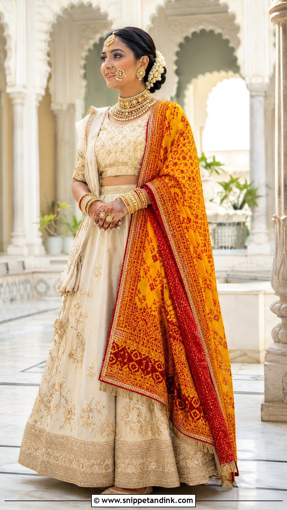 Ivory Gold Lehenga Kumauni Bride - Snippet and Ink - 20 Kumauni Bride Ideas