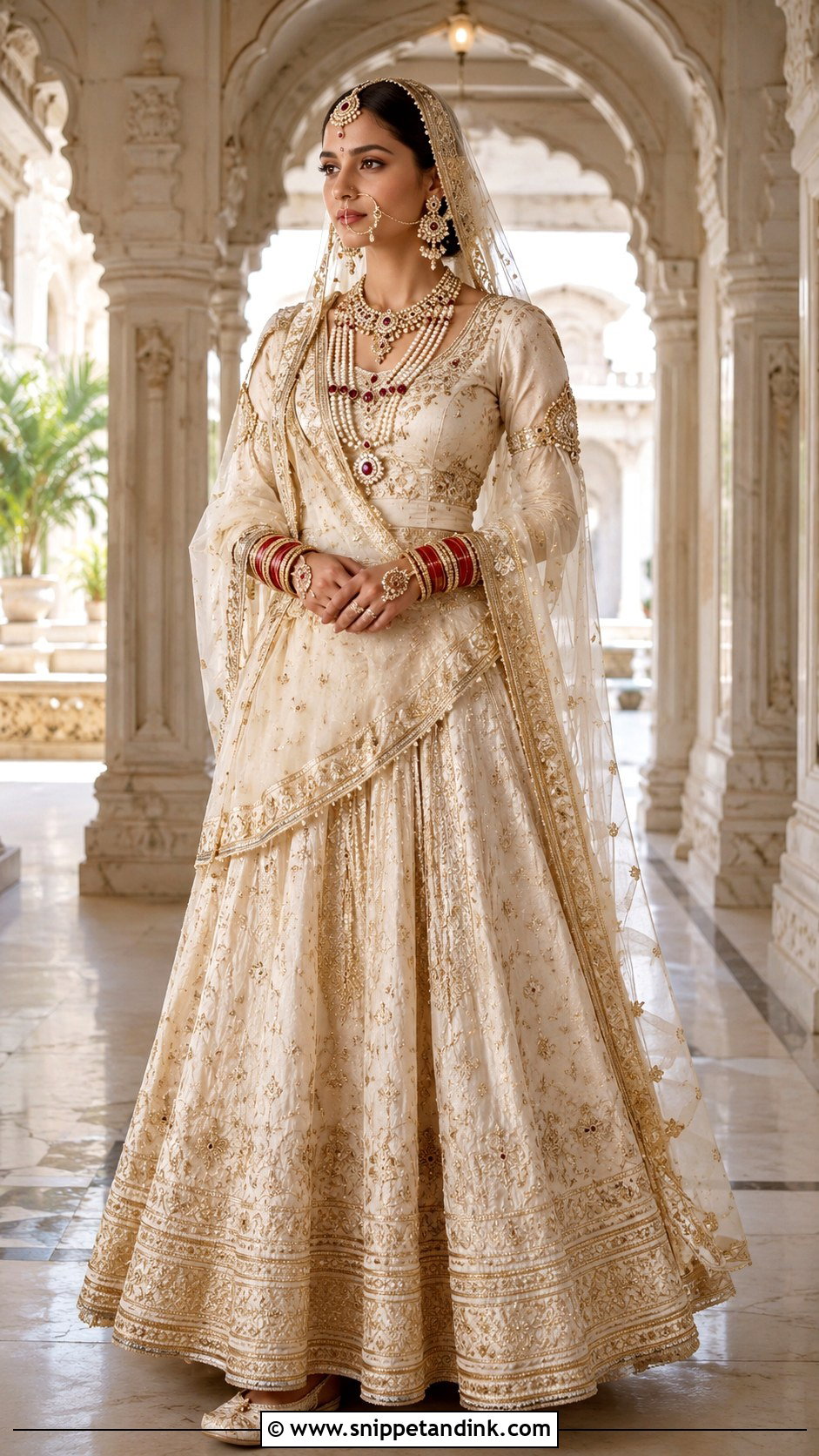Ivory Gold Rajput Bridal Poshak - Snippet and Ink - 20 Royal Rajput Bride Ideas