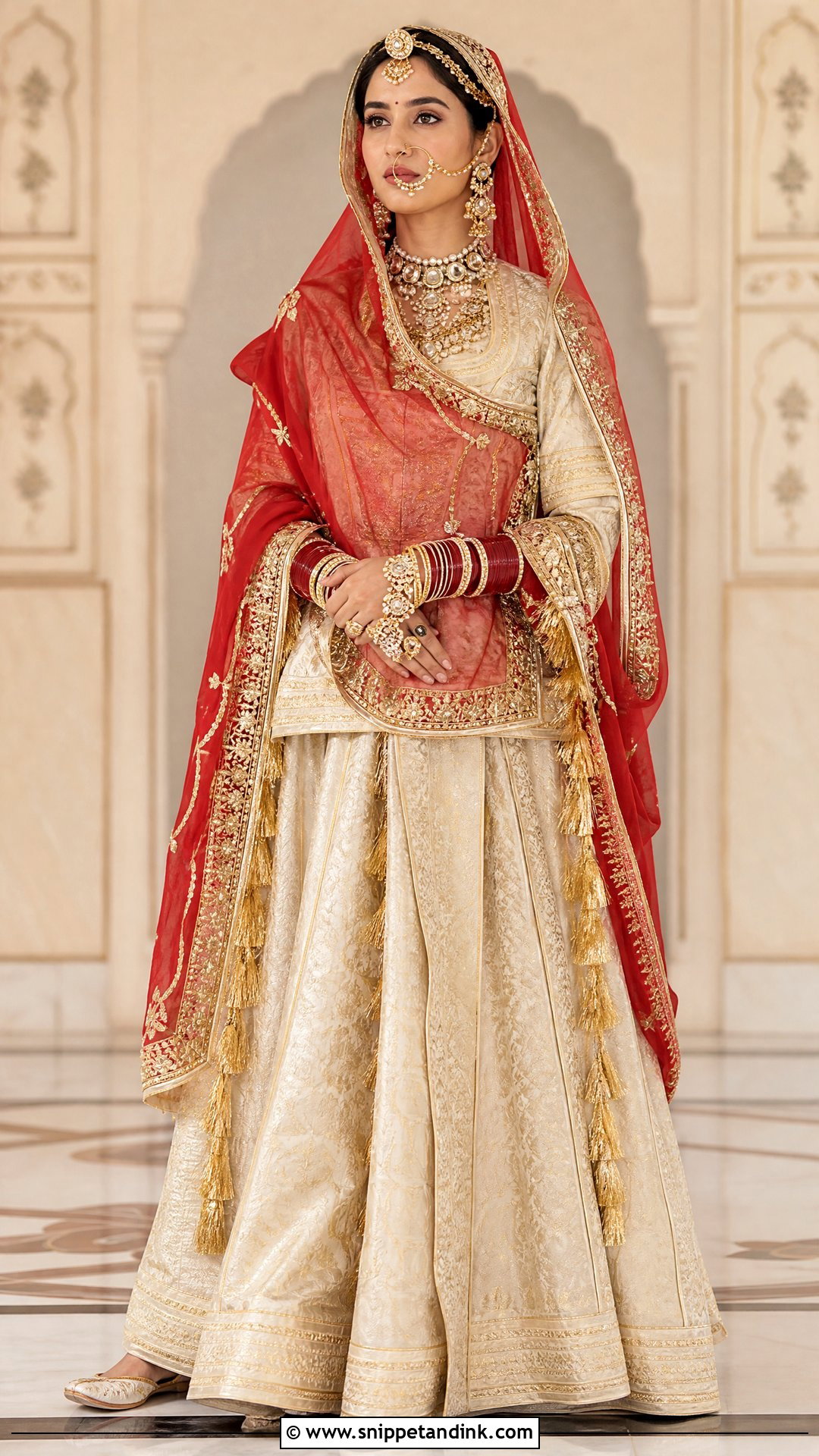 Ivory Gold Rajputi Bridal Poshak - Snippet and Ink - 20 Rajputi Bridal Poshak Ideas