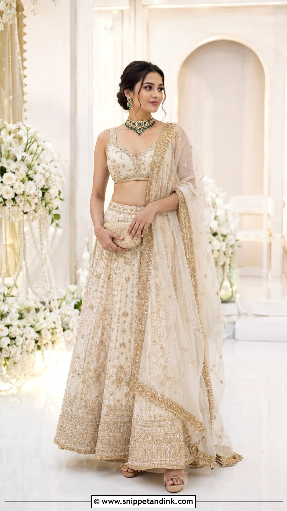 Ivory Gold Wedding Lehenga - Snippet and Ink - 20 Indian Weddings Lehnga Designs