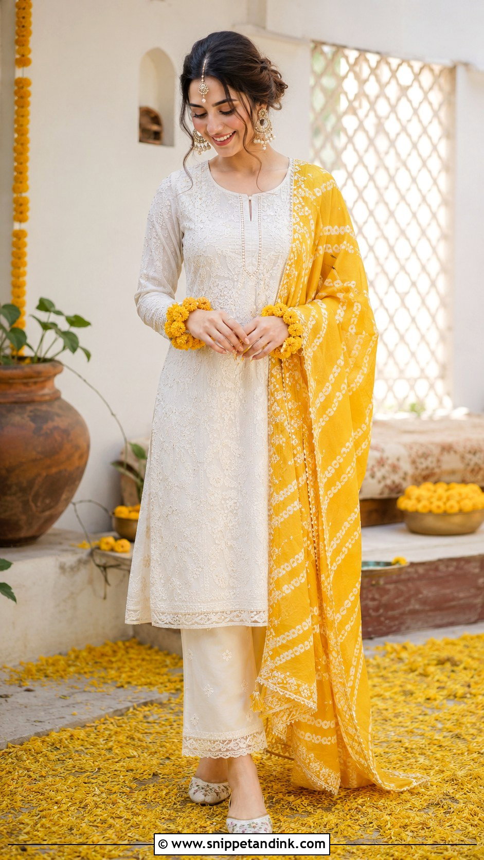Ivory Haldi Chikankari Kurta Set - Snippet and Ink - 20 Ivory Haldi Outfit Ideas