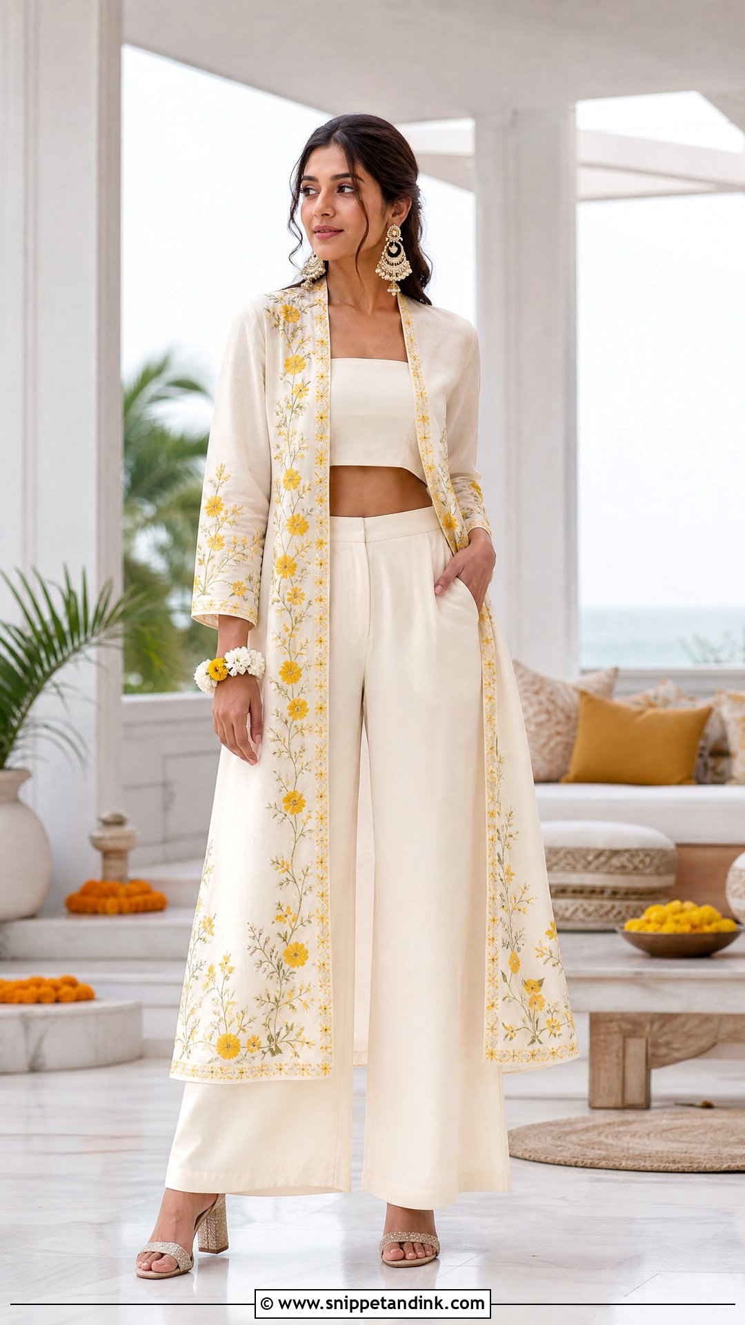 Ivory Haldi Jacket Set With Wide Leg Pants - Snippet and Ink - 20 Ivory Haldi Outfit Ideas