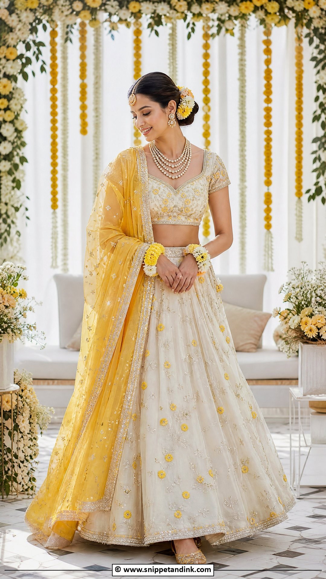 Ivory Haldi Lehenga Dress - Snippet and Ink - 35 Haldi Dress Ideas