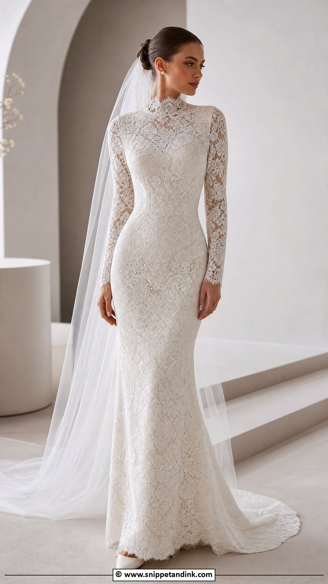 Ivory High Neck Wedding Dress - Snippet and Ink - 35 Ivory Wedding Dress Ideas