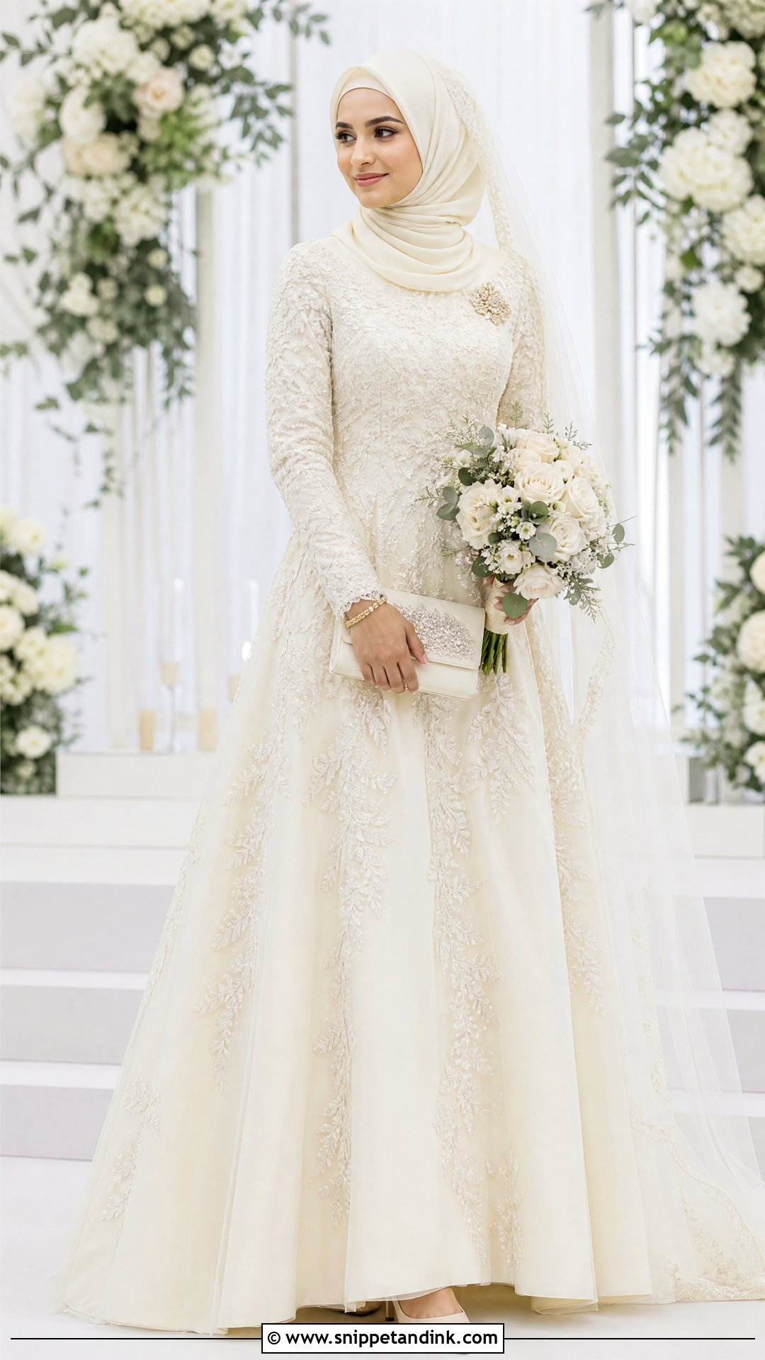 Ivory Hijab Sri Lankan Bride Gown - Snippet and Ink - 20 Srilankan Bride Ideas