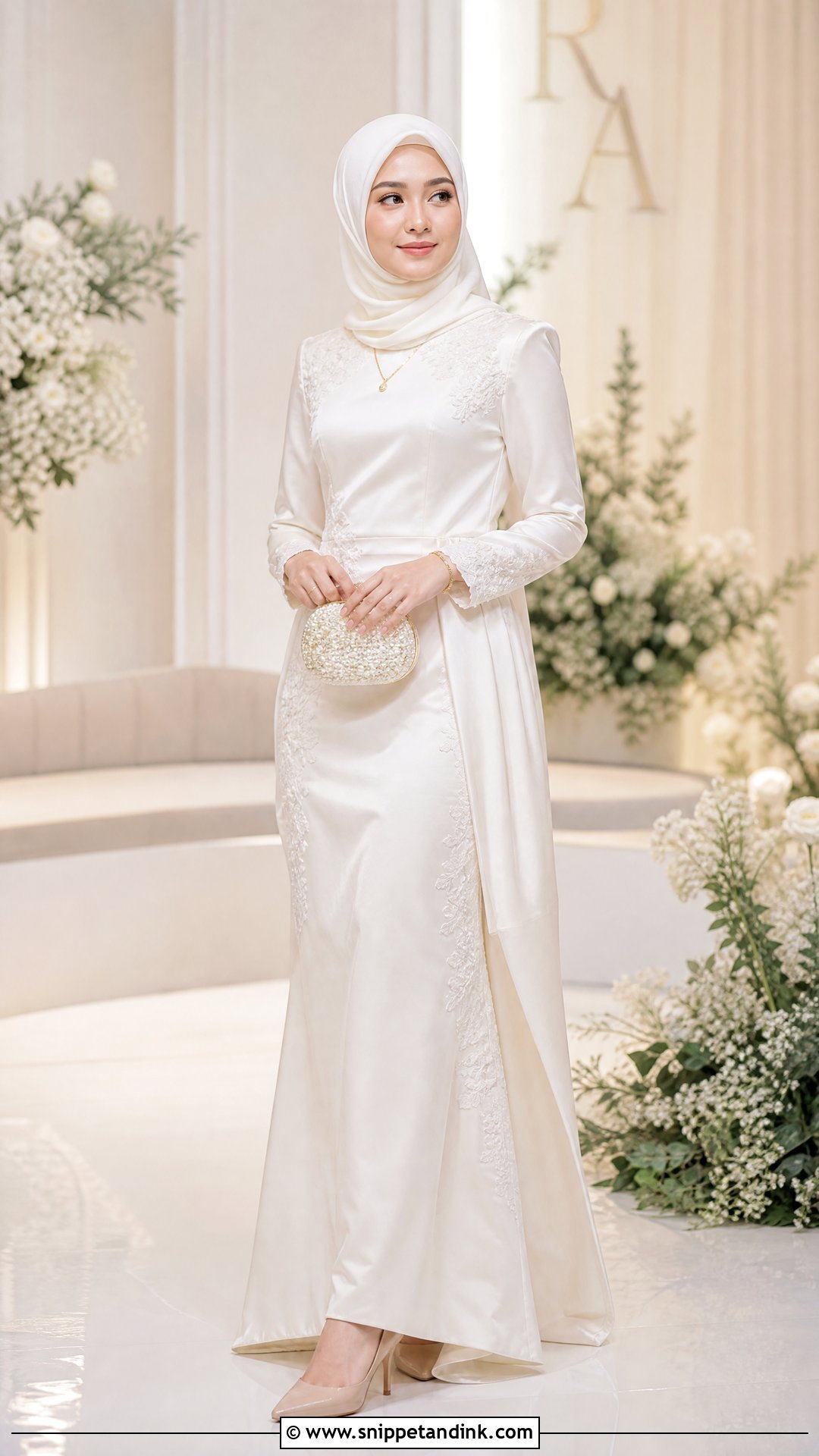 Ivory Hijab Wedding Gown - Snippet and Ink - 25 Hijab Ideas for Wedding