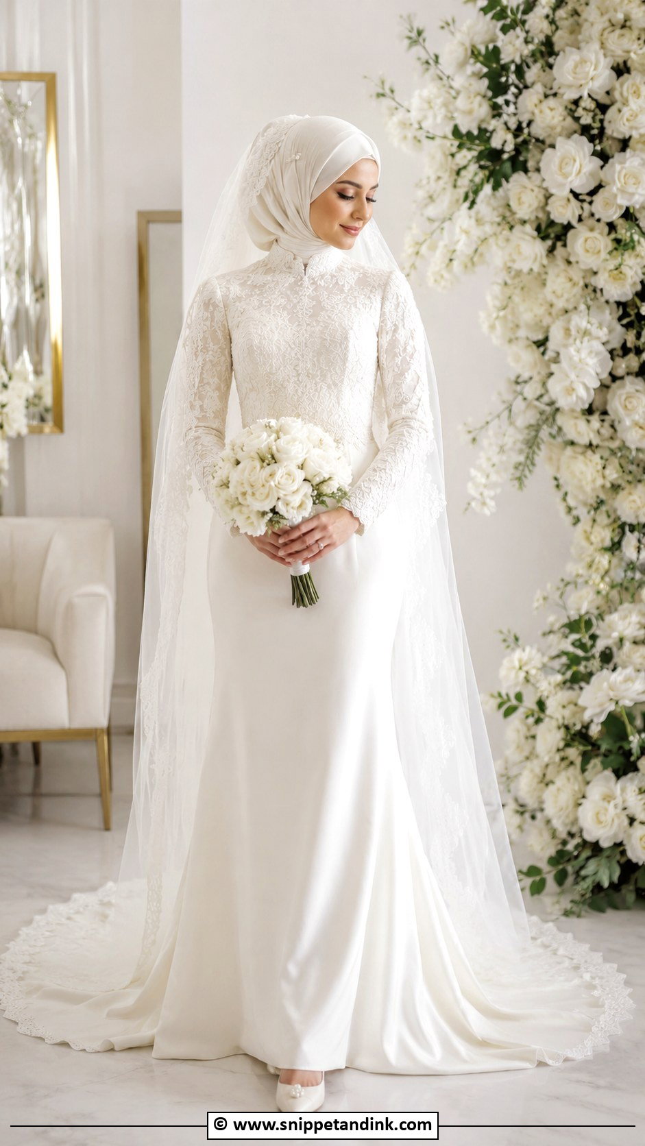 Ivory Hijabi Wedding Dress - Snippet and Ink - 30 Hijabi Wedding Dress Ideas