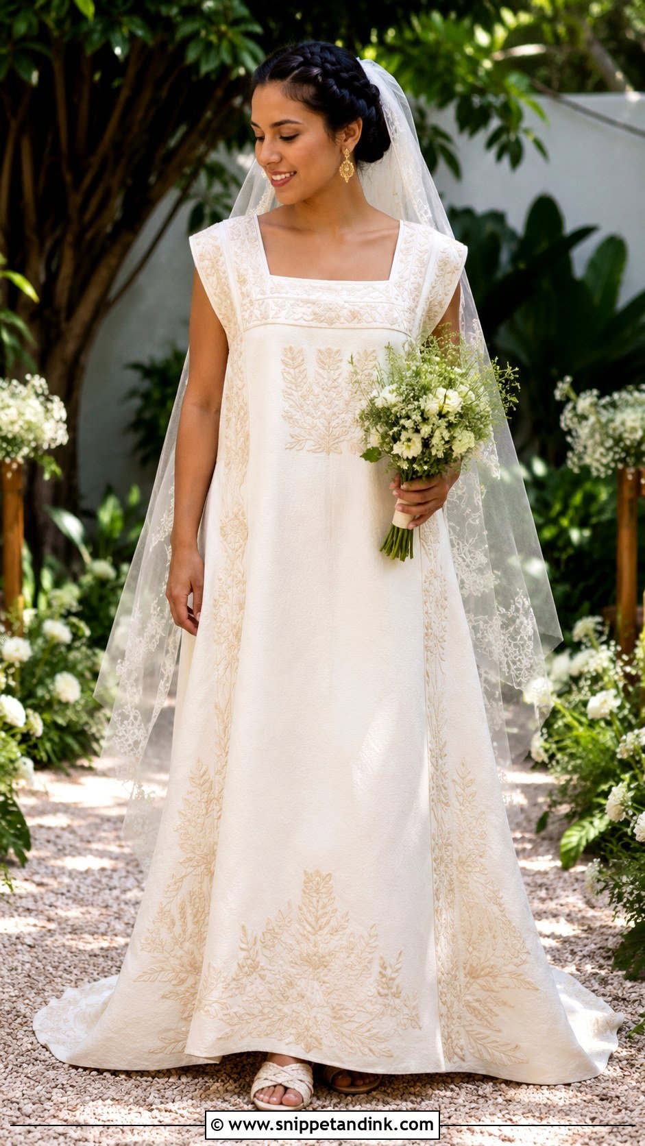 Ivory Huipil Inspired Wedding Dress - Snippet and Ink - 20 Mexican Style Spanish Wedding Dress Ideas