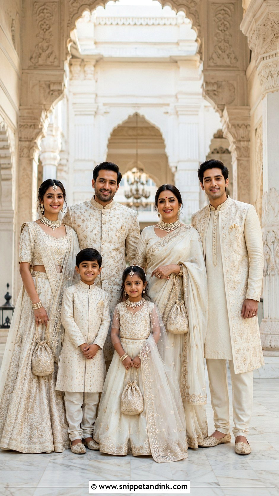 Ivory Indian Wedding Family Outfits - Snippet and Ink - 25 Indian Wedding Family Matching Outfits