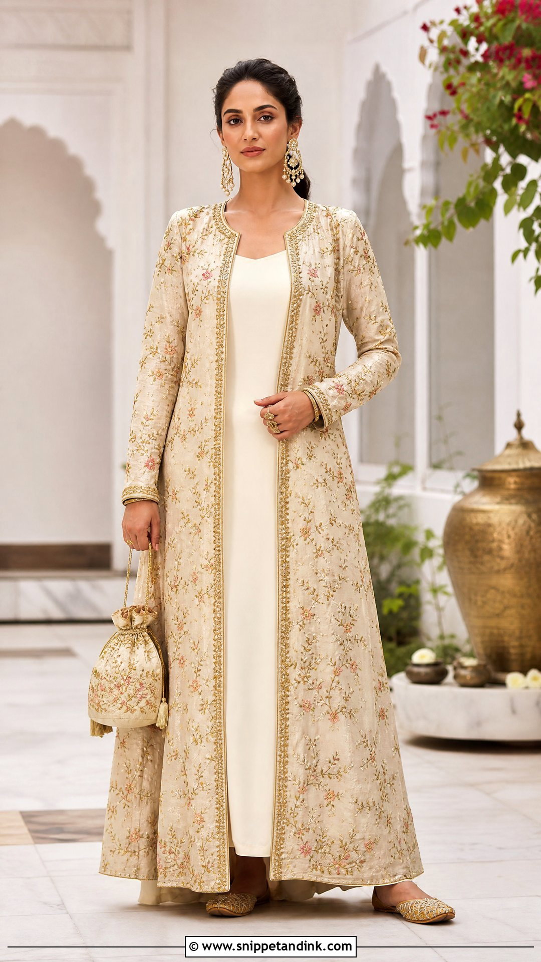 Ivory Jacket Gown For Indian Wedding - Snippet and Ink - 20 Party Gowns Indian Weddings
