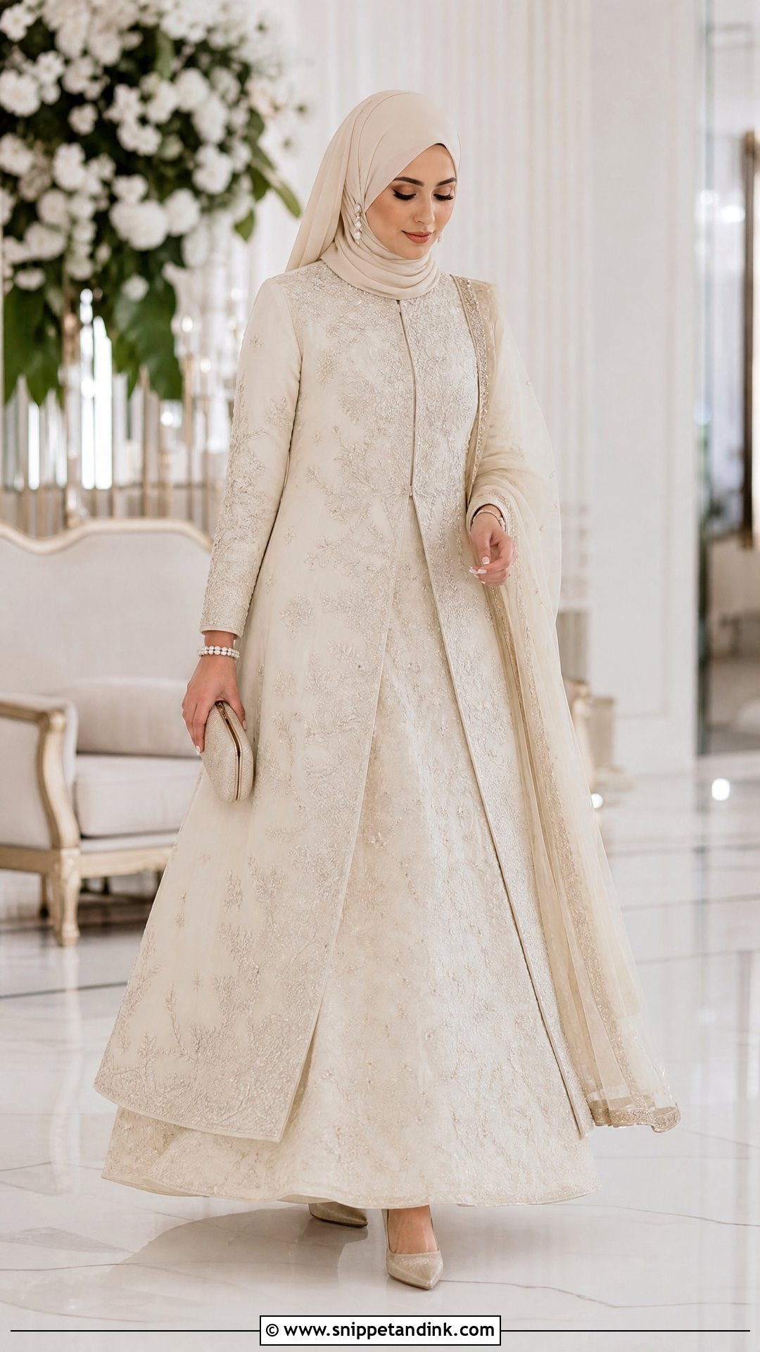 Ivory Jacket Lehenga Hijabi Pakistani Bride - Snippet and Ink - 20 Hijabi Pakistani Bride Ideas