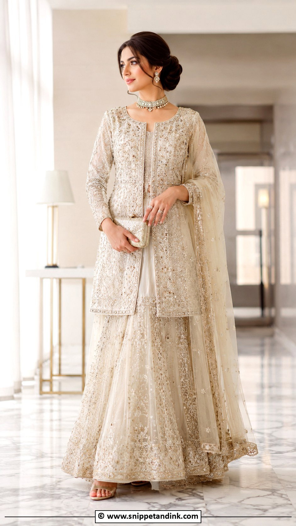 Ivory Jacket Lehenga Nikkah Dress - Snippet and Ink - 30 Pakistani Nikkah Dress Ideas