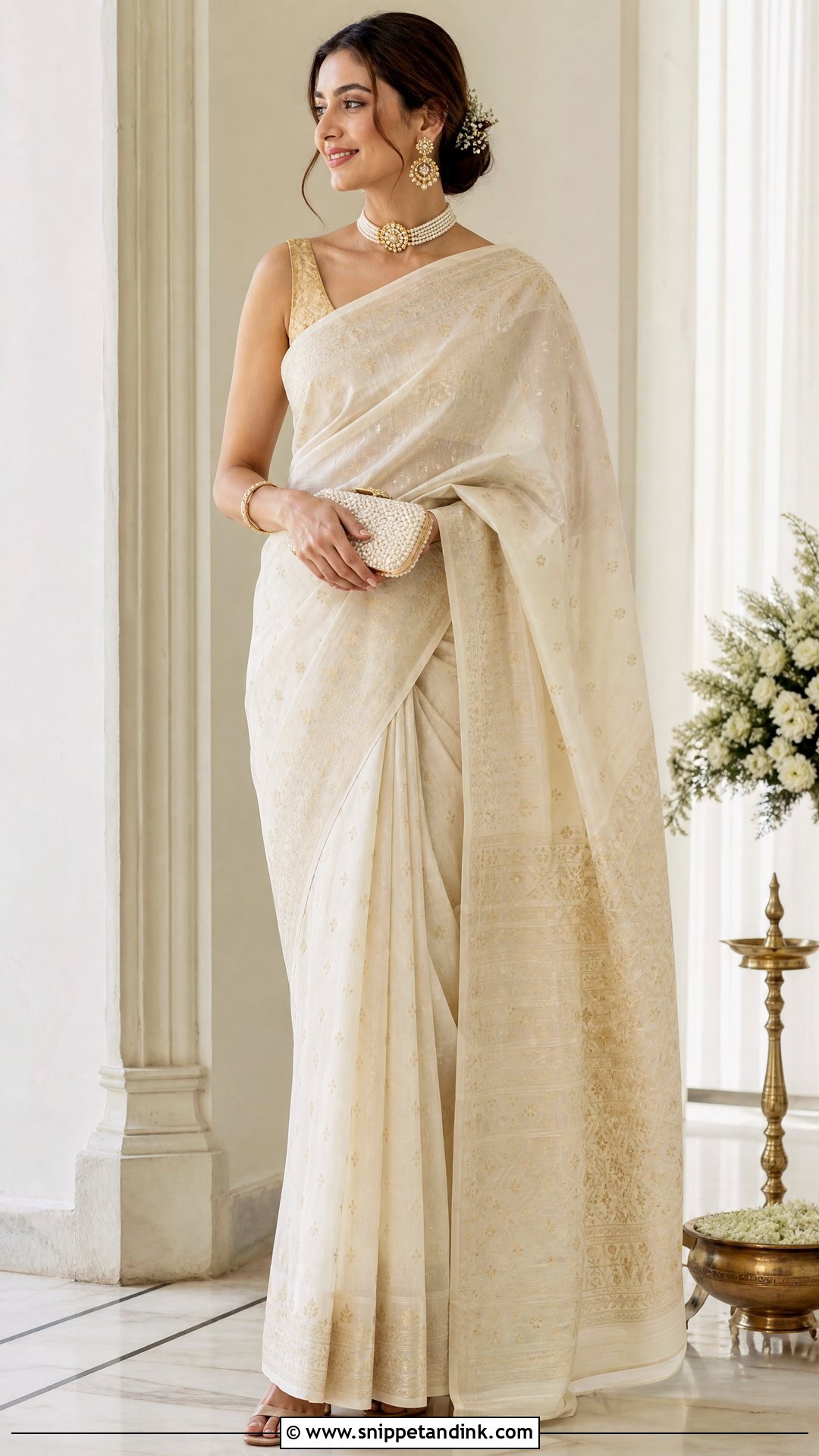 Ivory Jamdani Bride Saree - Snippet and Ink - 25 Jamdani Bride Ideas
