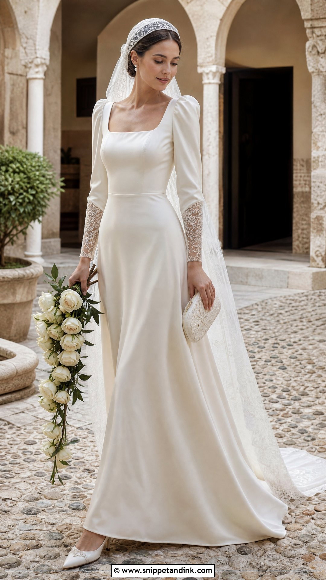 Ivory Juliet Sleeve Wedding Dress - Snippet and Ink - 20 Vintage Ivory Wedding Dress Ideas