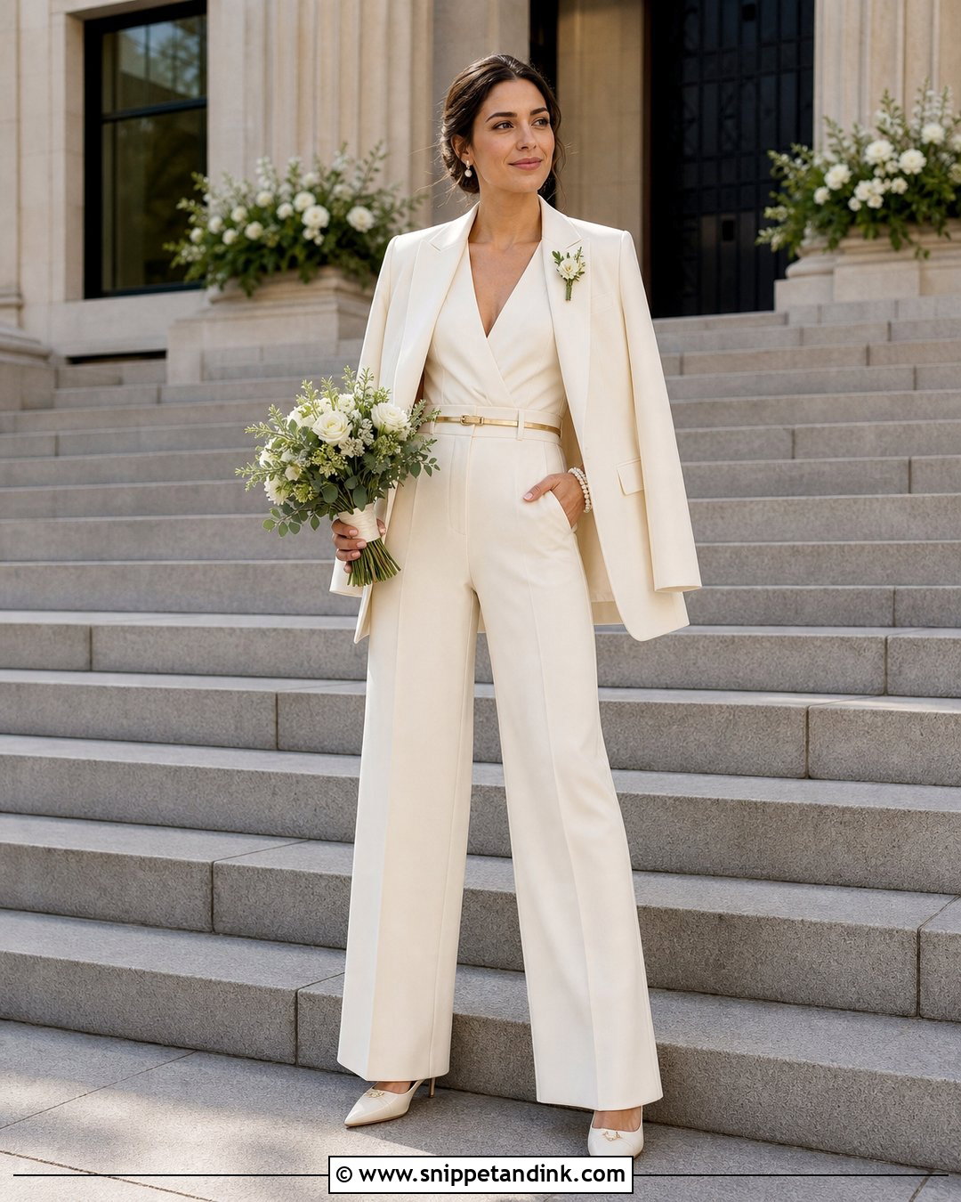 Ivory Jumpsuit With Blazer - Snippet and Ink - 20 Dapper Bride Ideas