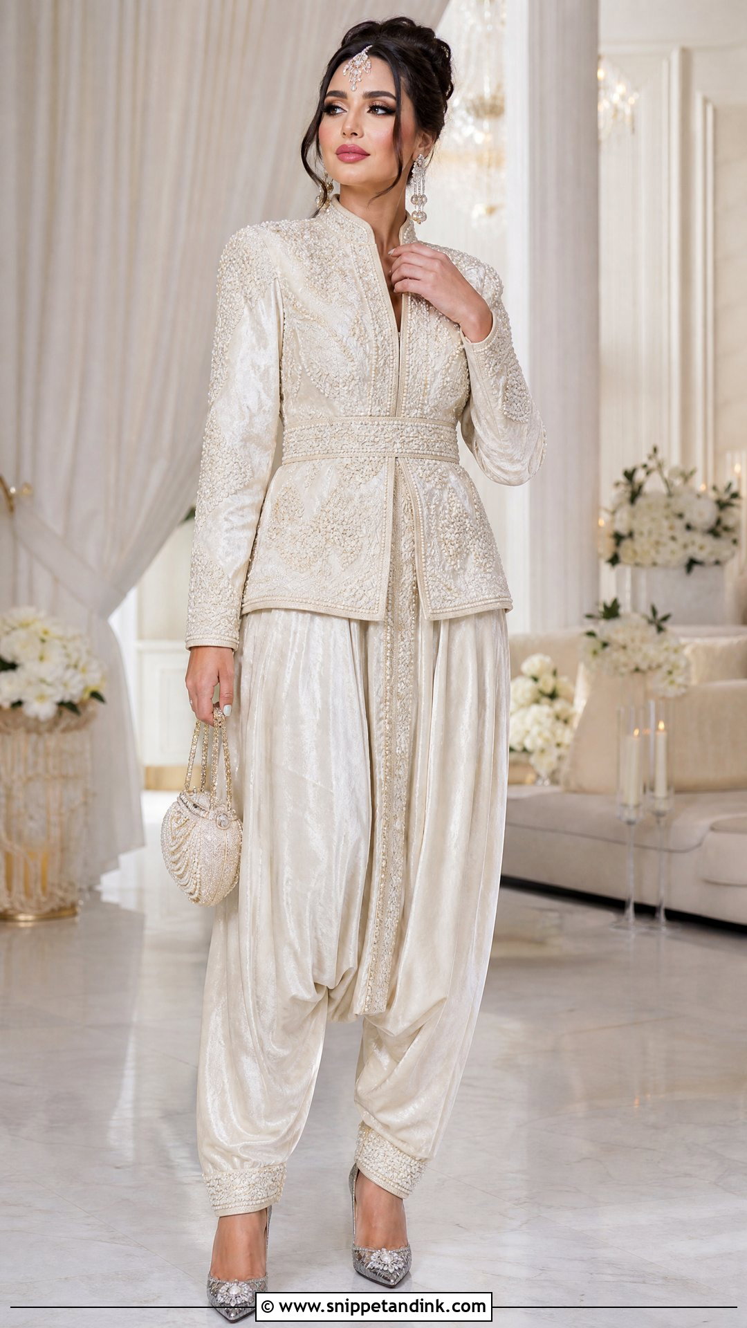 Ivory Karakou With Sarouel Chelka - Snippet and Ink - 25 Algerian Wedding Dress Ideas