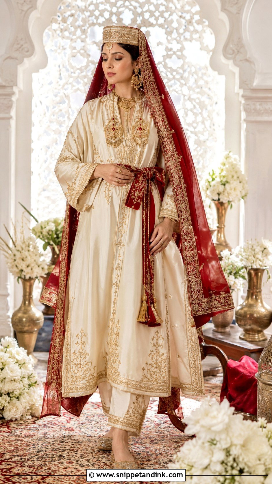 Ivory Kashmiri Pandit Bridal Pheran - Snippet and Ink - 20 Kashmiri Pandit Bride Ideas