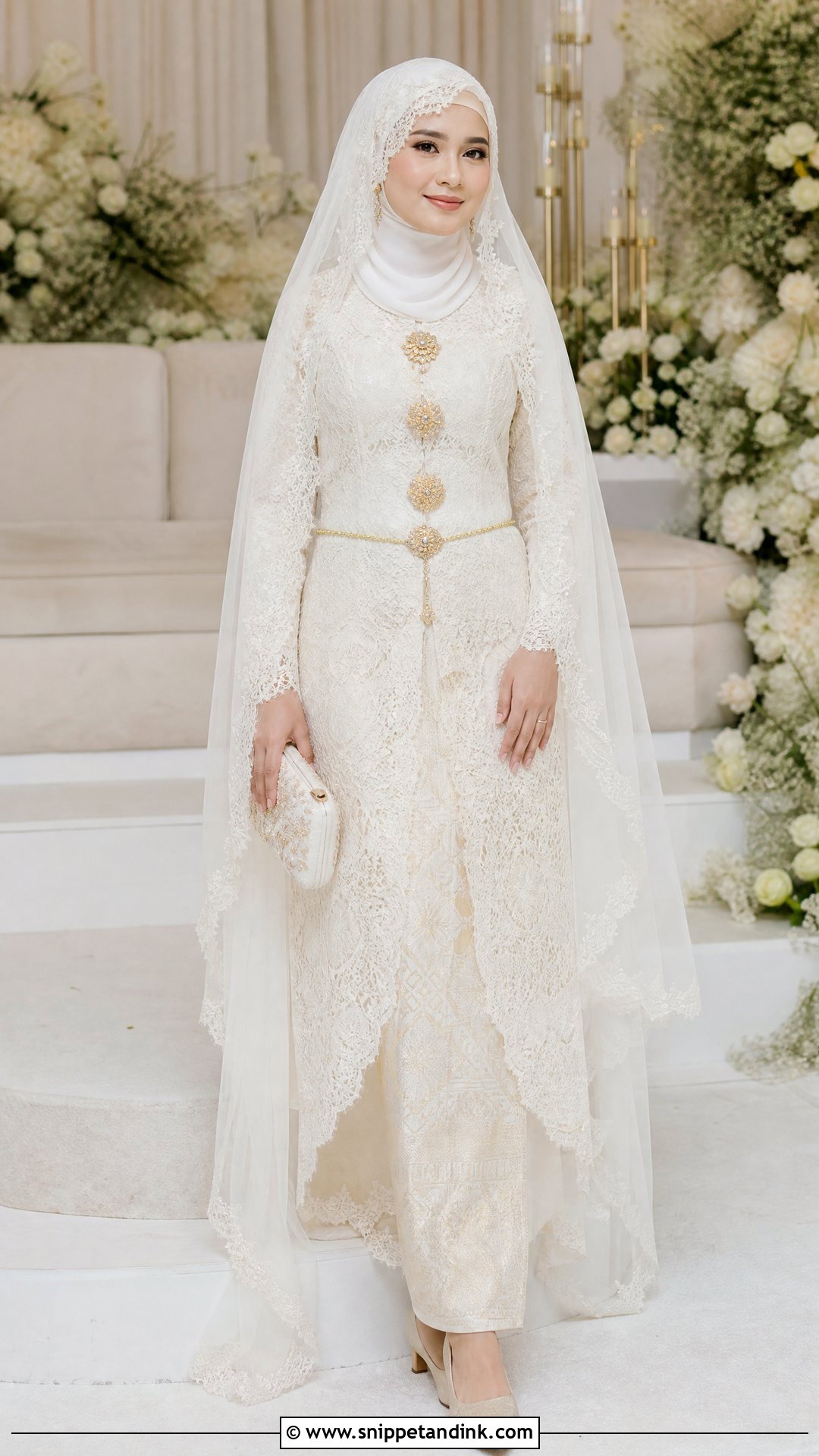 Ivory Kebaya Labuh Malay Wedding Dress - Snippet and Ink - 20 Traditional Malay Wedding Dress Ideas