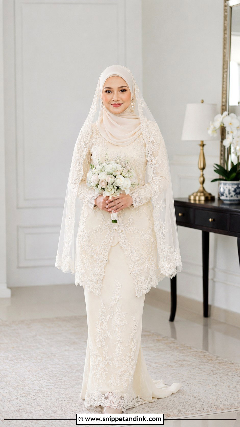 Ivory Kebaya Nikah Dress - Snippet and Ink - 25 Malay Nikah Wedding Dress Ideas