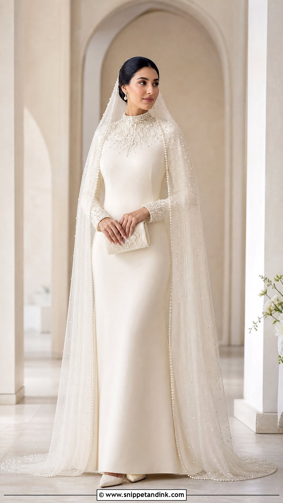 Ivory Khaleeji Wedding Dress With Pearls - Snippet and Ink - 20 Khaleeji Wedding Dresses