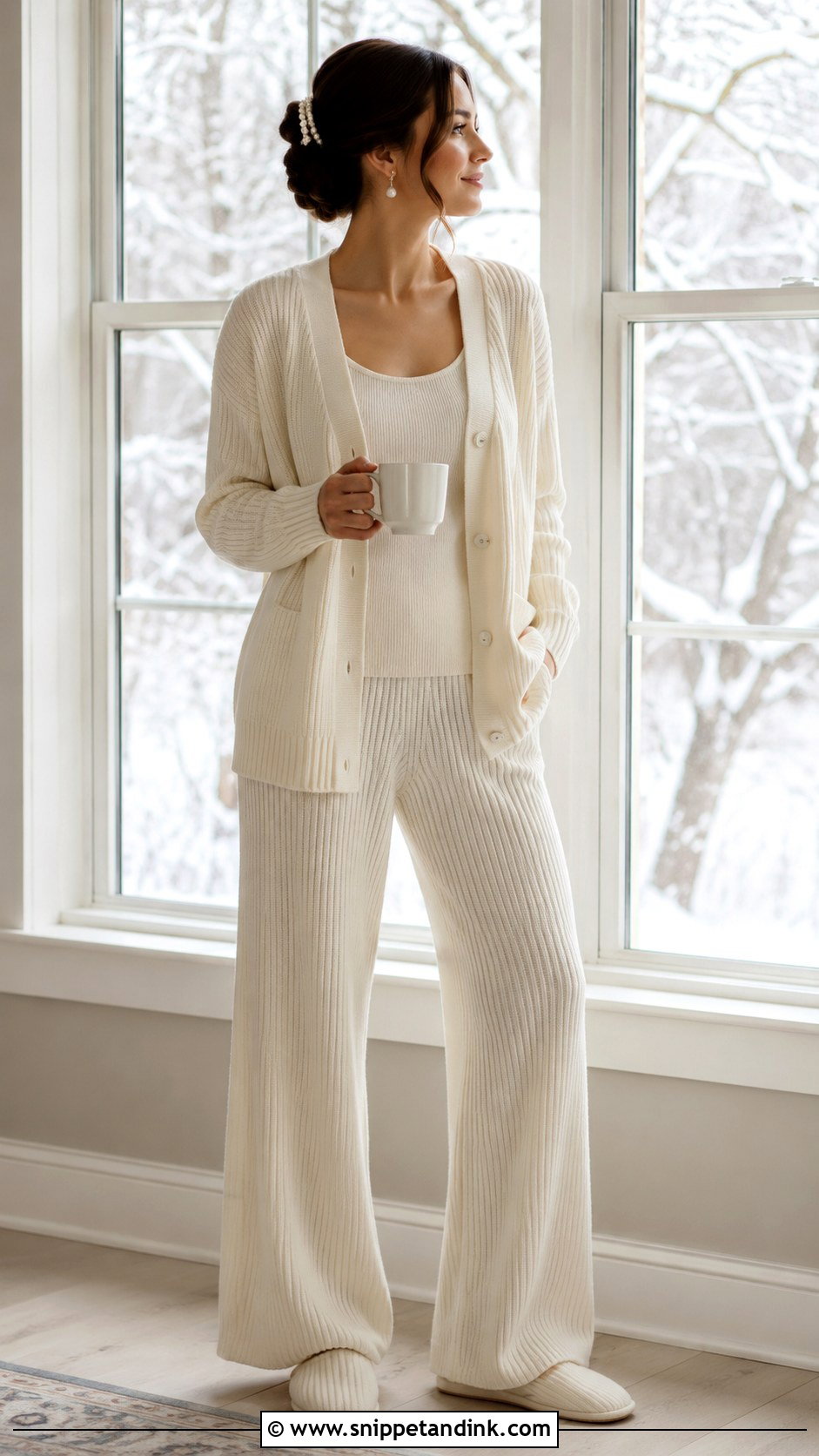 Ivory Knit Bridal Get Ready Lounge Set - Snippet and Ink - 20 Bridal Get Ready Outfits