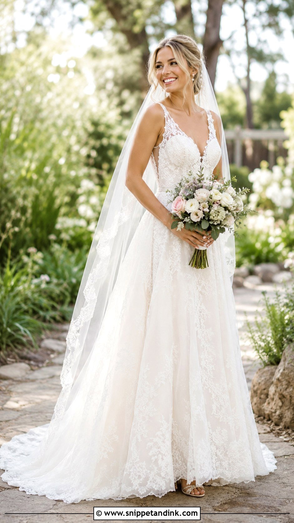 Ivory Lace A Line Wedding Dress - Snippet and Ink - 20 Ivory Wedding Dresses