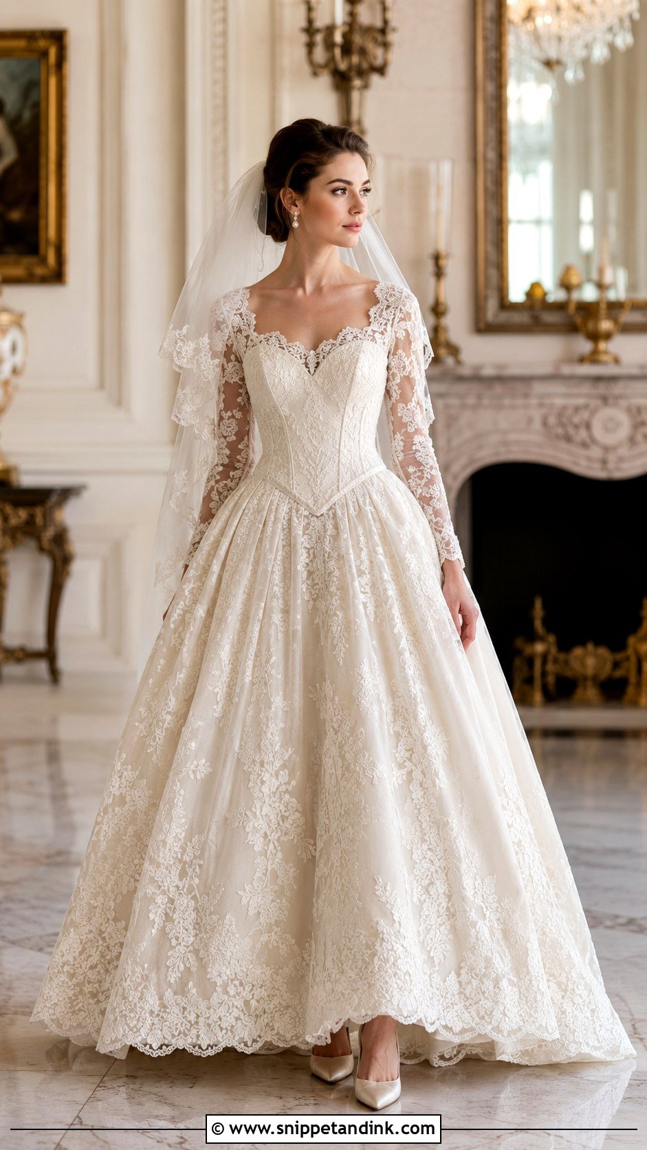 Ivory Lace Basque Waist Wedding Dress - Snippet and Ink - 20 Ivory Lace Wedding Dress Ideas