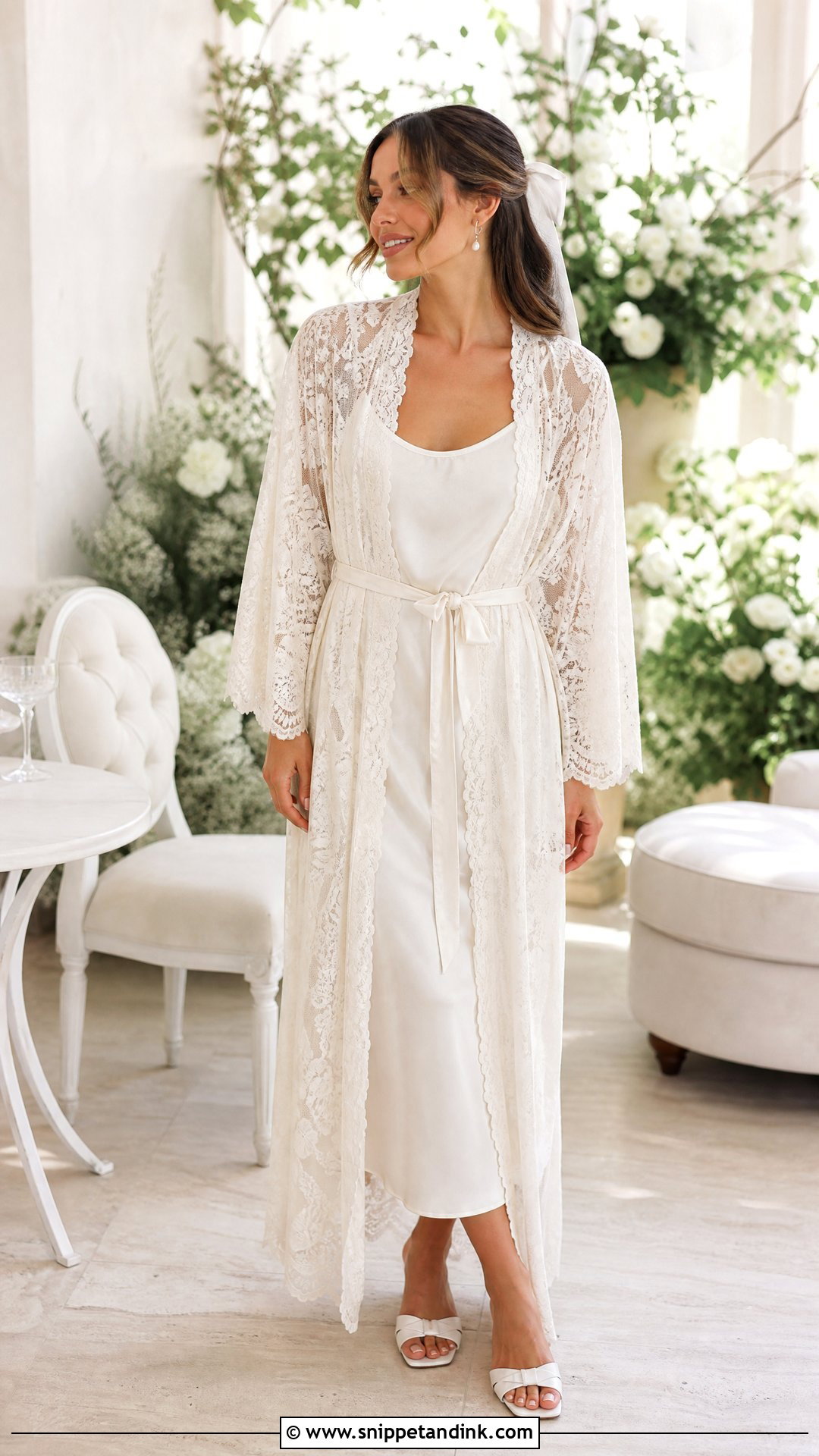 Ivory Lace Bridal Robe Outfit - Snippet and Ink - 25 Wedding Robes for Bride Ideas