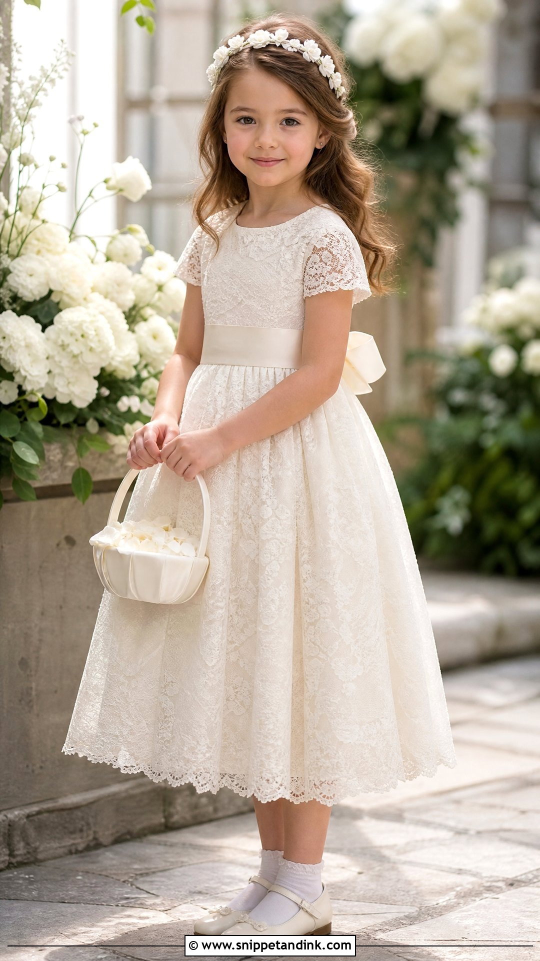 Ivory Lace Flower Girl Outfit - Snippet and Ink - 20 Wedding Outfit for Girls Kids Ideas