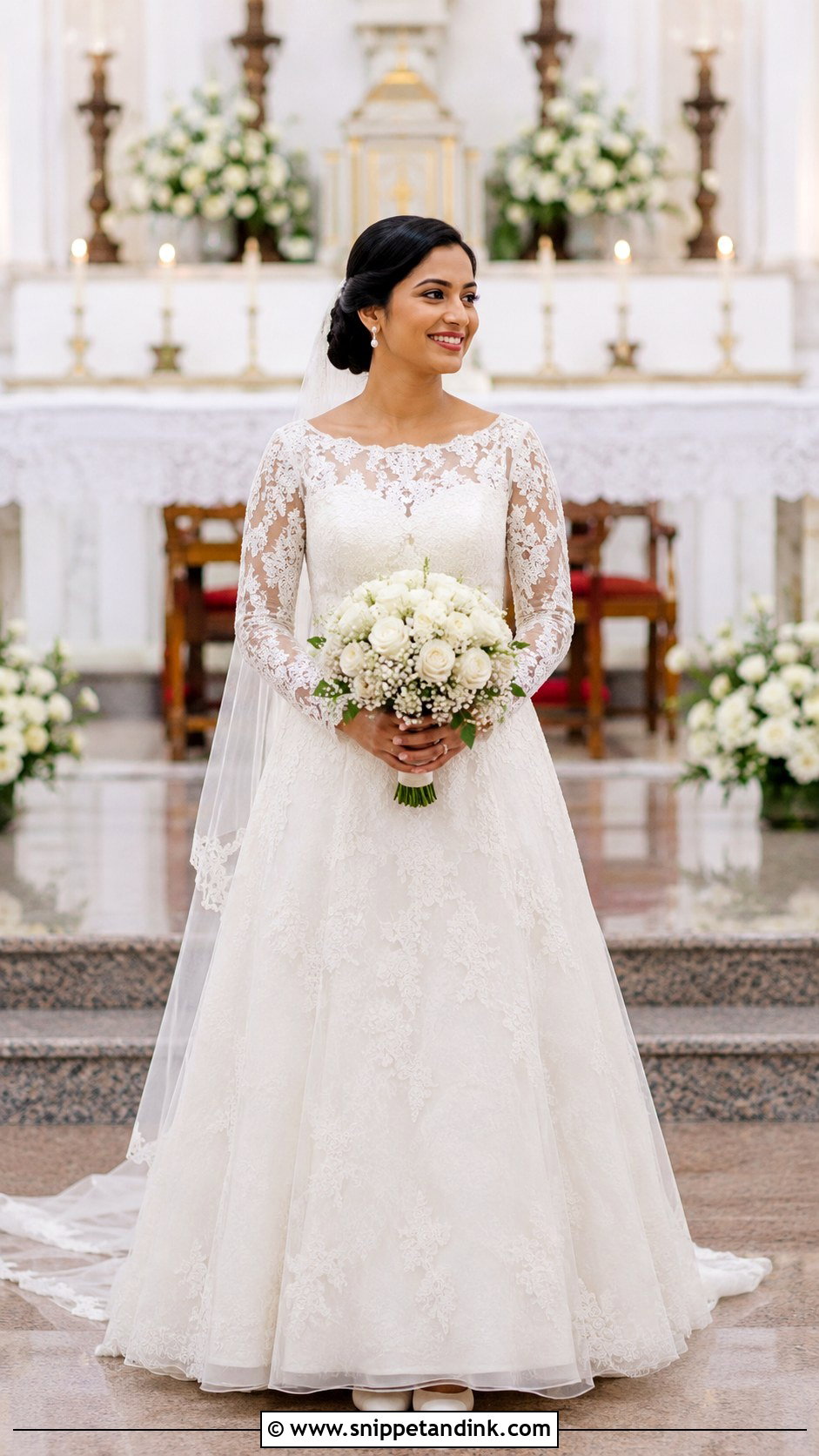 Ivory Lace Gown Mangalorean Catholic Bride - Snippet and Ink - 20 Mangalorean Bride Ideas