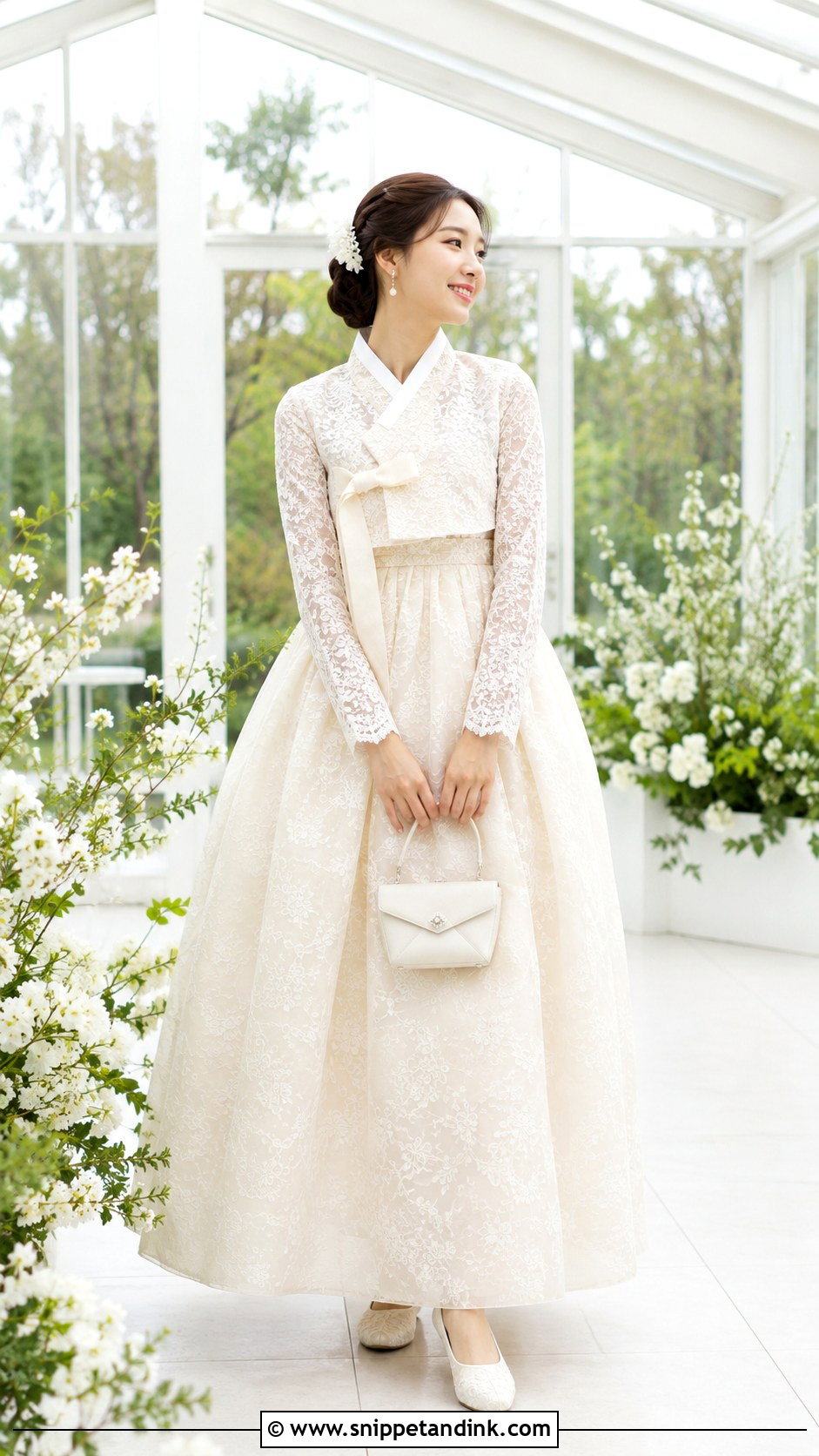 Ivory Lace Hanbok Wedding Dress - Snippet and Ink - 20 Hanbok Wedding Dress Ideas