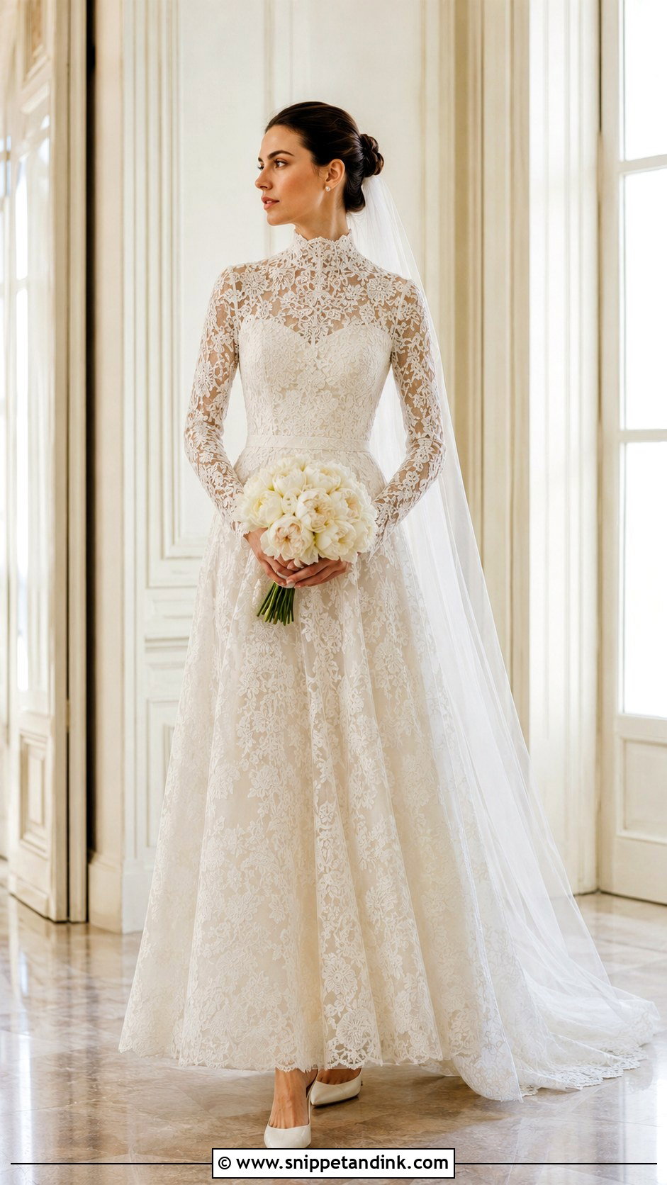 Ivory Lace High Neck Wedding Dress - Snippet and Ink - 20 Ivory Lace Wedding Dress Ideas