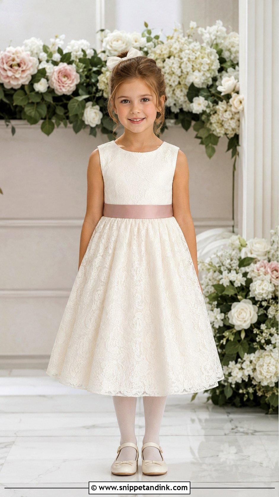 Ivory Lace Kids Wedding Dress - Snippet and Ink - 20 Kids Wedding Dresses