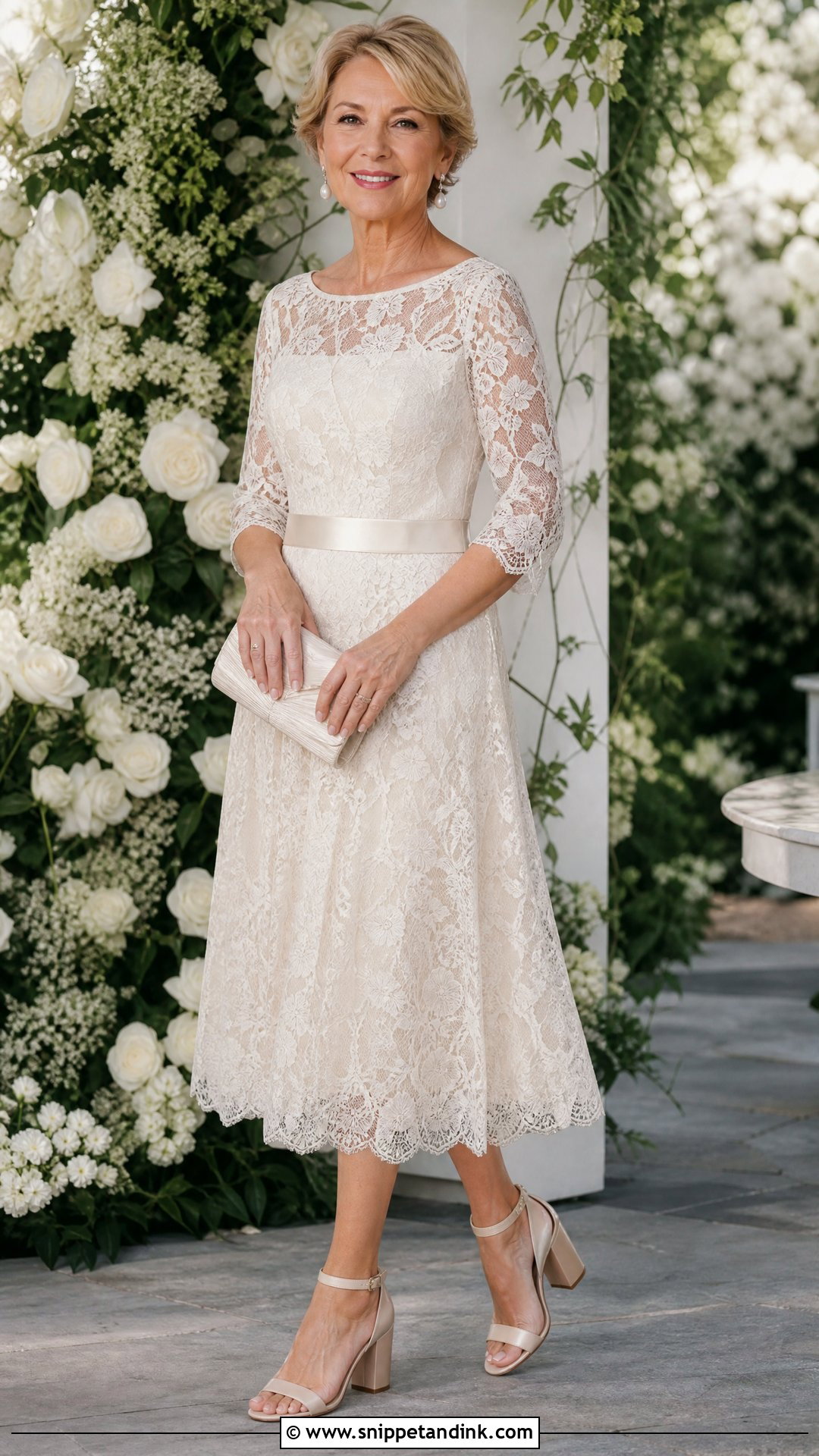 Ivory Lace Midi Vow Renewal Dress - Snippet and Ink - 20 Vow Renewal Dress 25th Anniversary Ideas
