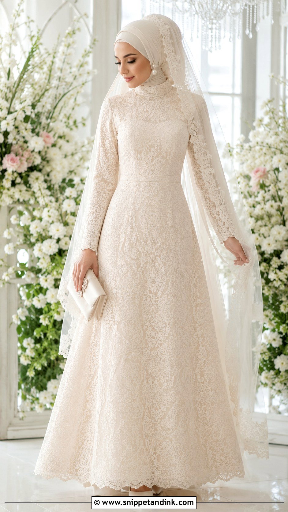 Ivory Lace Muslim Bridal Dress - Snippet and Ink - 20 Bridal Muslim Dresses