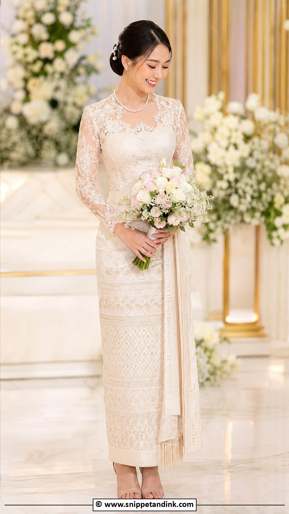 Ivory Lace Myanmar Wedding Dress - Snippet and Ink - 25 Myanmar Wedding Dress Ideas