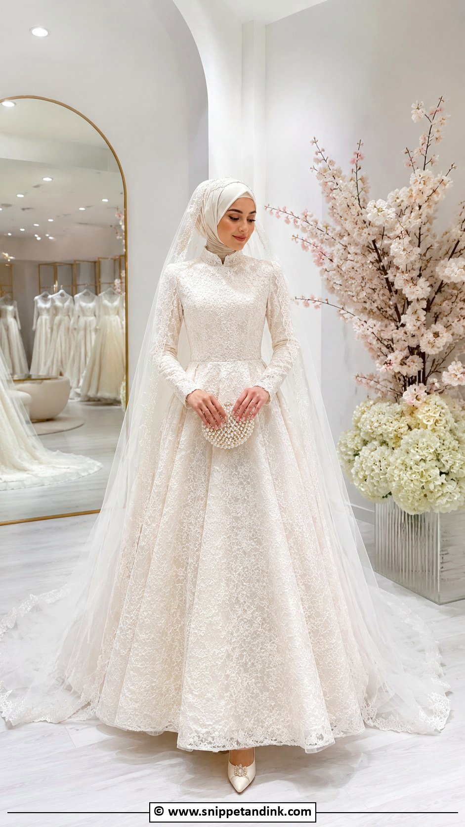 Ivory Lace Nikah Gown - Snippet and Ink - 30 Muslim Nikah Dresses