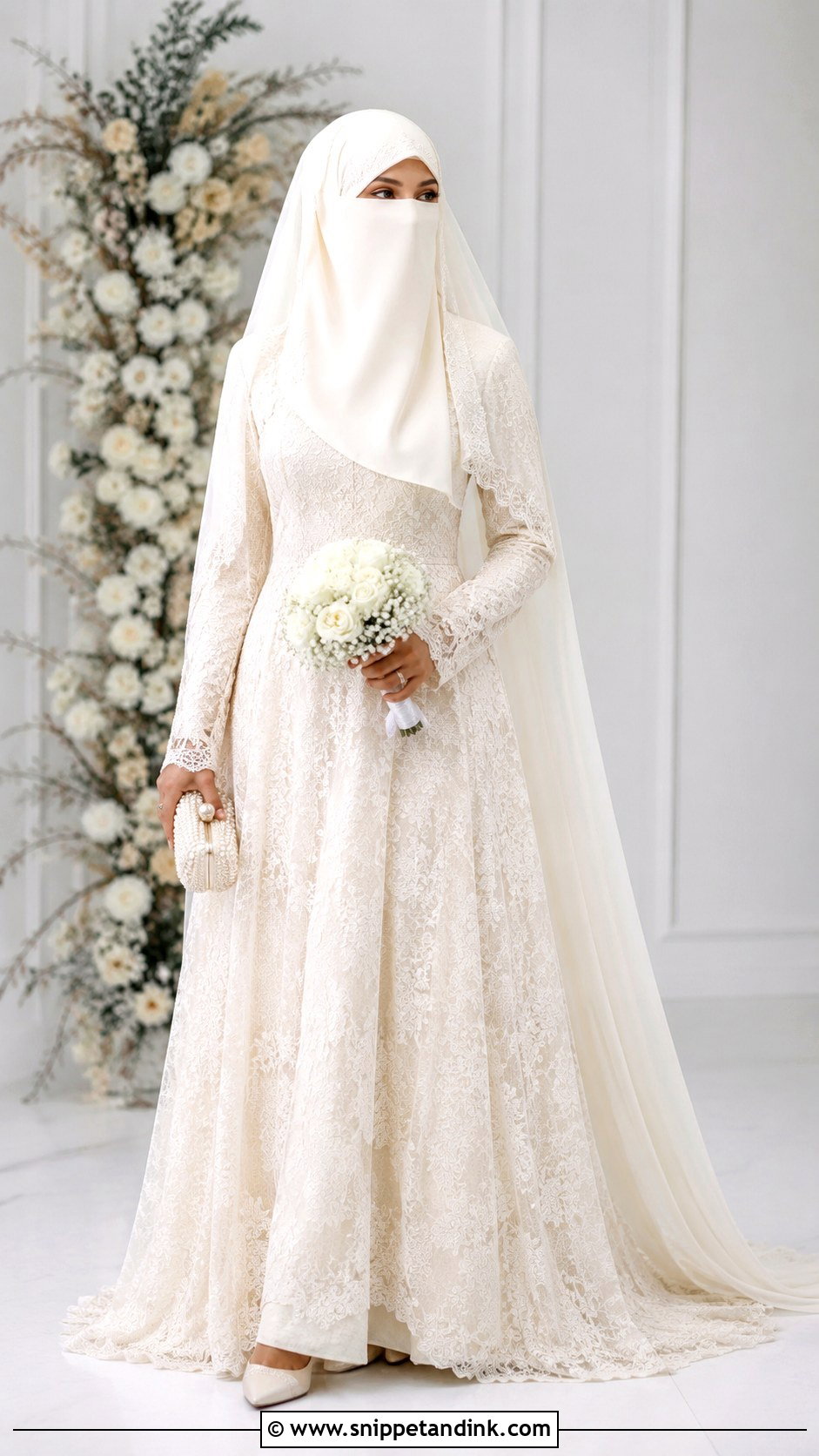 Ivory Lace Niqab Bride Dress - Snippet and Ink - 30 Niqab Bride Ideas