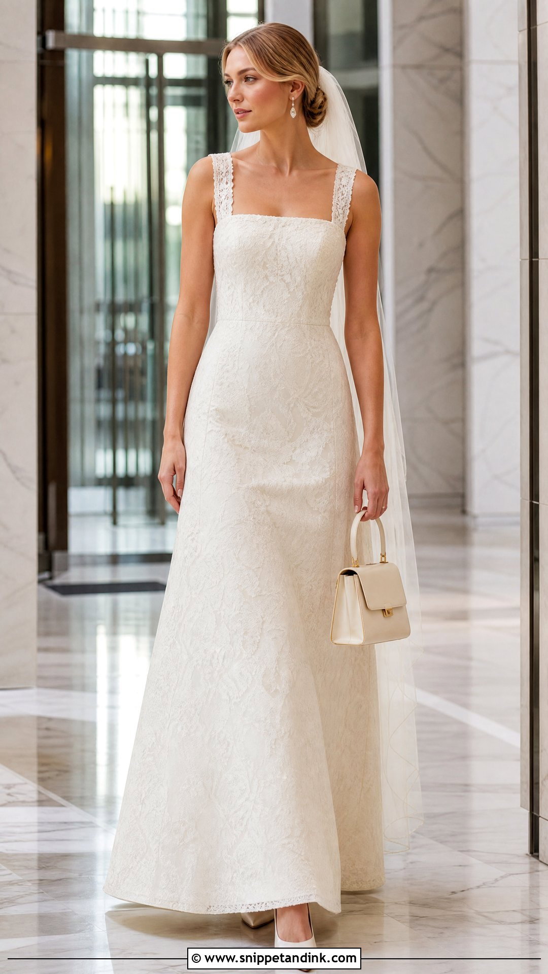 Ivory Lace Square Neck Wedding Dress - Snippet and Ink - 20 Ivory Lace Wedding Dress Ideas