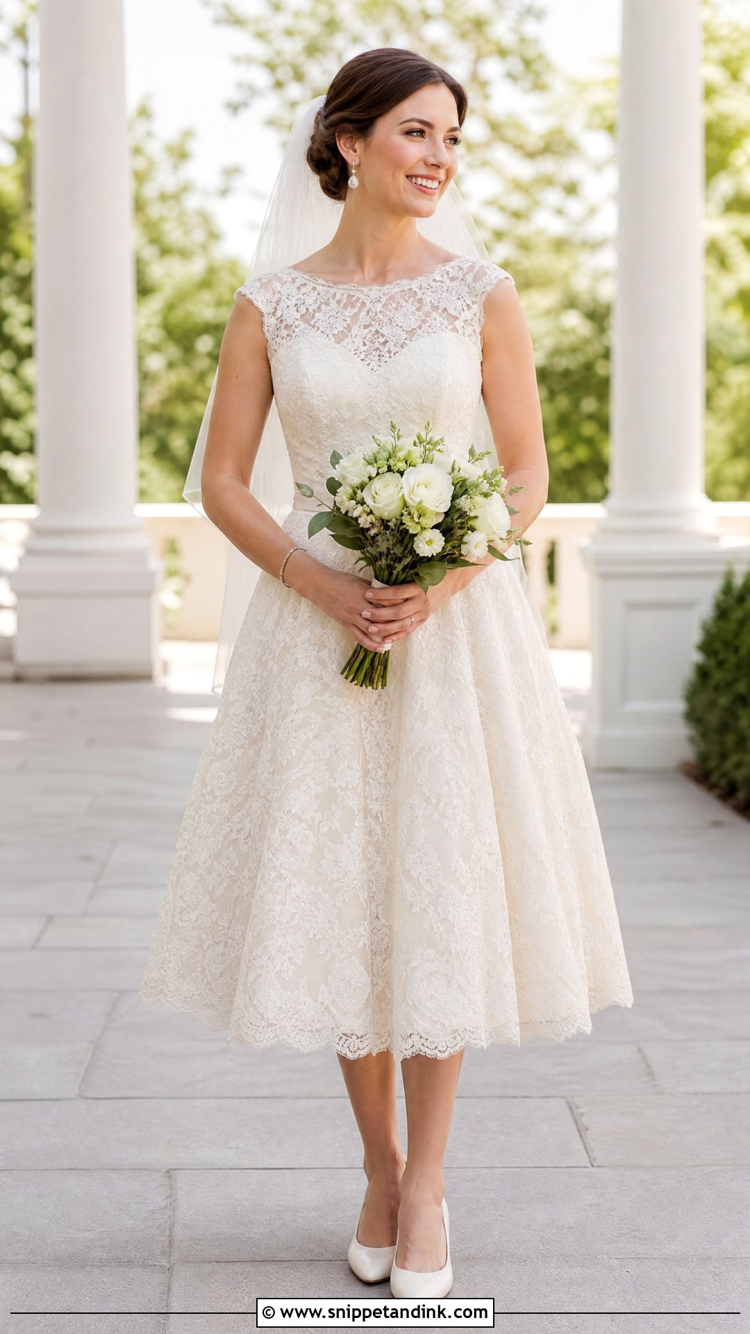 Ivory Lace Tea Length Wedding Dress - Snippet and Ink - 20 Tea Length Wedding Dresses Lace