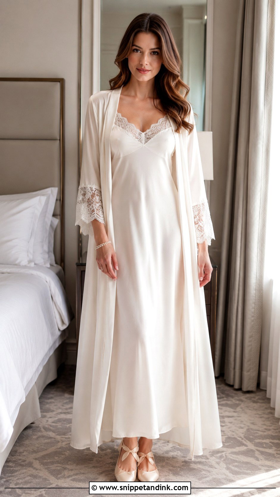 Ivory Lace Trim Bridal Nightgown - Snippet and Ink - 25 Bridal Nightgown Ideas