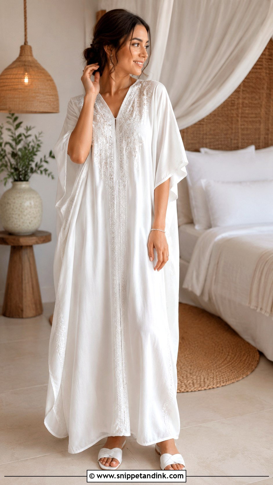 Ivory Lace Trim Night Dress With Slippers - Snippet and Ink - 30 First Night Dress for Bride Ideas