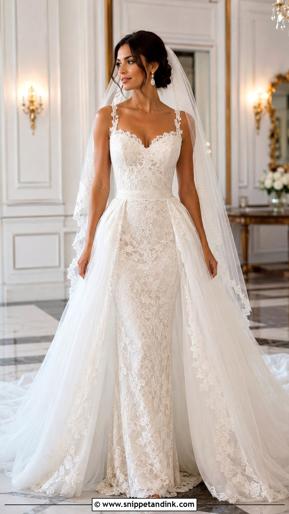 Ivory Lace Wedding Dress With Detachable Overskirt - Snippet and Ink - 20 Ivory Lace Wedding Dress Ideas