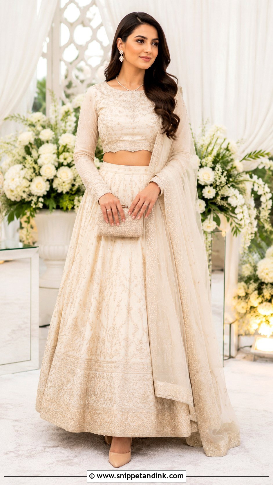 Ivory Lehenga Choli Outfit - Snippet and Ink - 30 Eid Mubarak Outfit Ideas