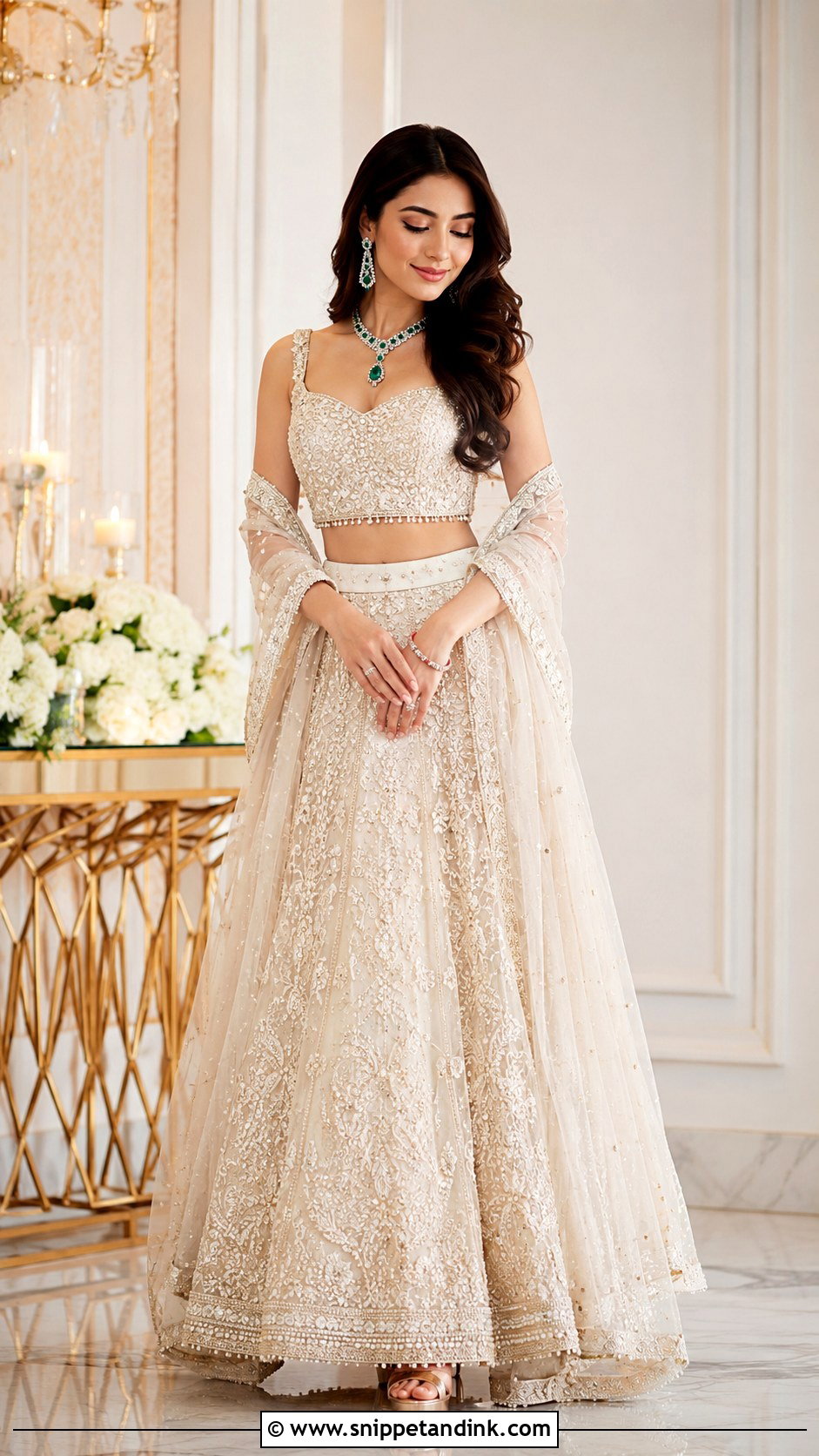 Ivory Lehenga For Engagement - Snippet and Ink - 30 Indian Engement Dress Ideas
