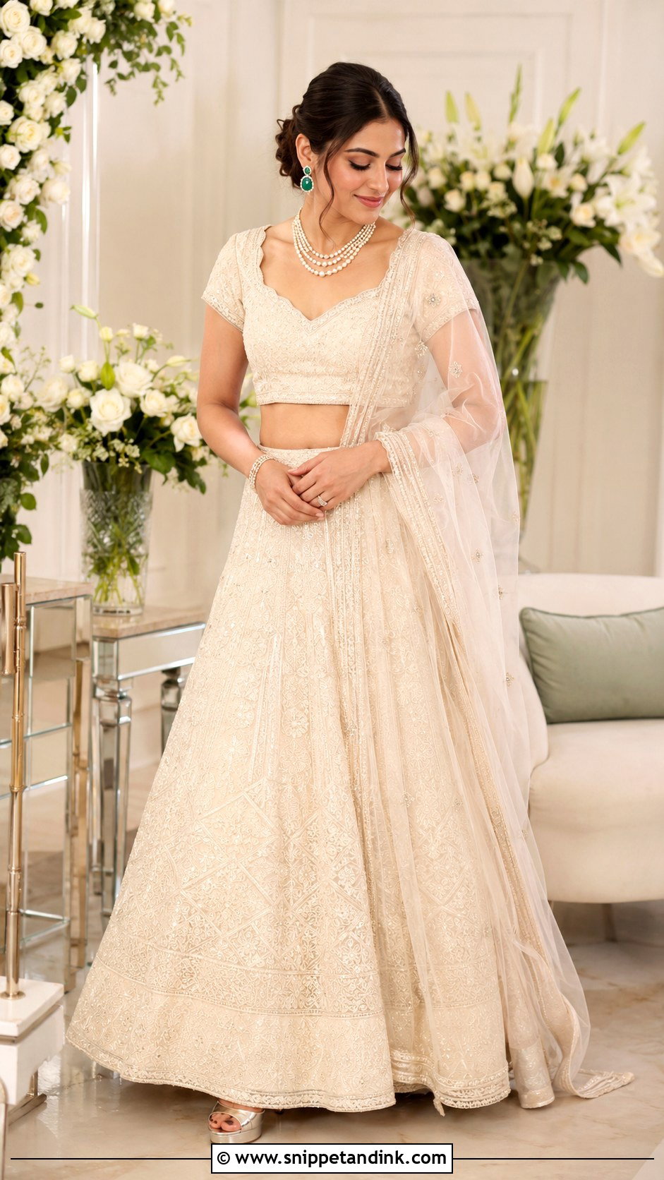 Ivory Lehenga For Roka Bride - Snippet and Ink - 30 Roka Ceremony Outfits for Bride