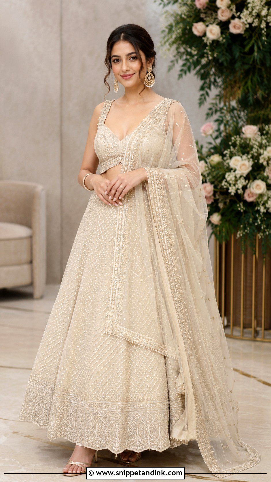 Ivory Lehenga Roka Outfit - Snippet and Ink - 30 Roka Outfits for Bride