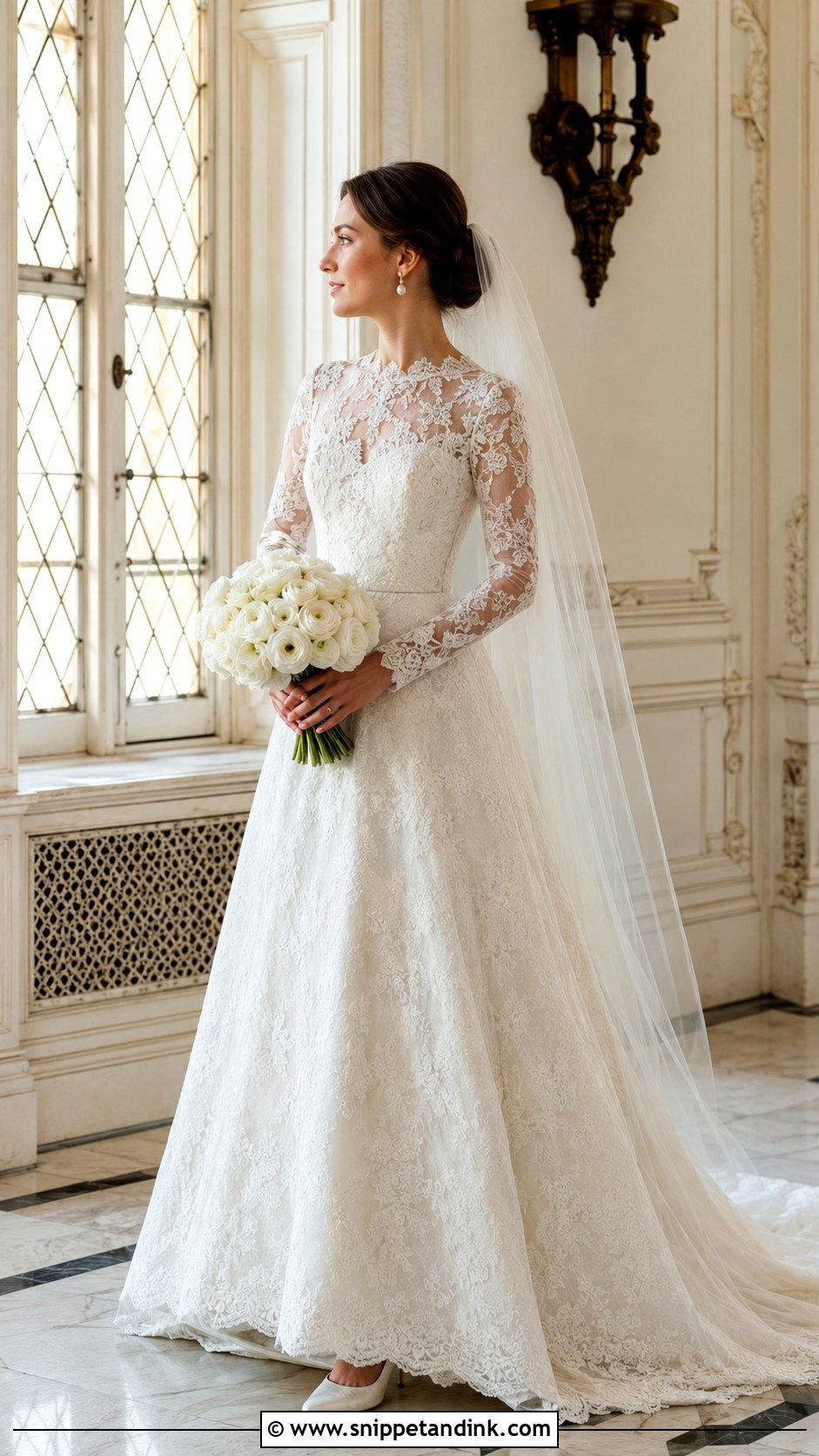 Ivory Long Sleeve Lace Wedding Dress - Snippet and Ink - 20 Ivory Wedding Dresses