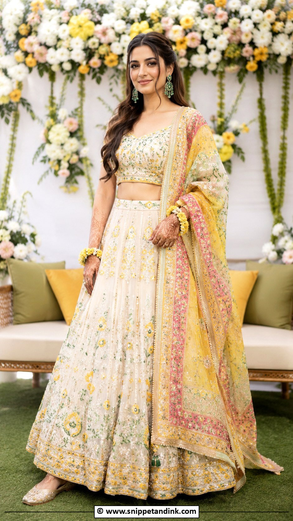 Ivory Mehendi Bridal Outfit - Snippet and Ink - 30 Mehendi Bridal Outfit Ideas