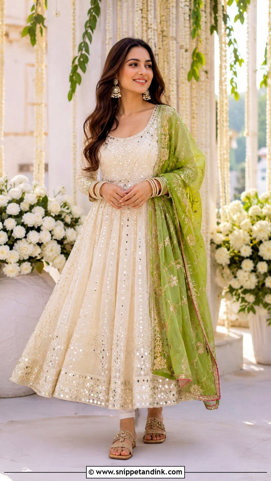 Ivory Mehendi Outfit With Color Dupatta - Snippet and Ink - 30 Mehendi Dress Outfits
